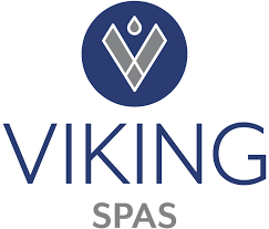 Logo featuring a blue circle with a stylized 'V' and a water droplet above, labeled 'Viking Spas'.